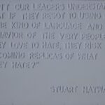 Text words by Stuart Hayward on plywood painted white by artist Manuel Palacio