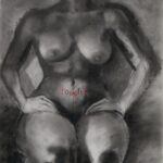 Light & Air Charcoal Seated female nude charcoal, by Manuel Palacio